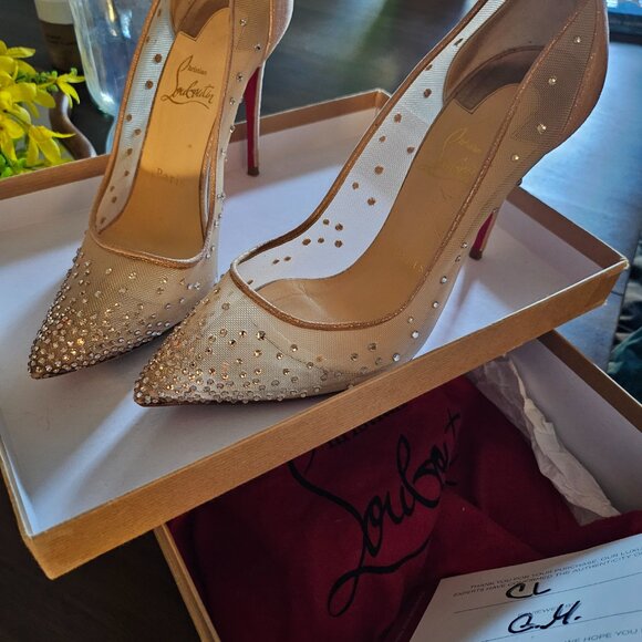 Christian Louboutin Follies Strass 100mm Mesh Pump - Picture 3 of 12